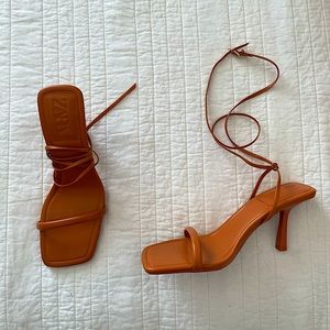 Orange Zara Strappy Heels